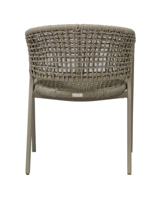 "Амстердам" стул плетеный из роупа, каркас алюминий, роуп серый круглый, ткань бежевая